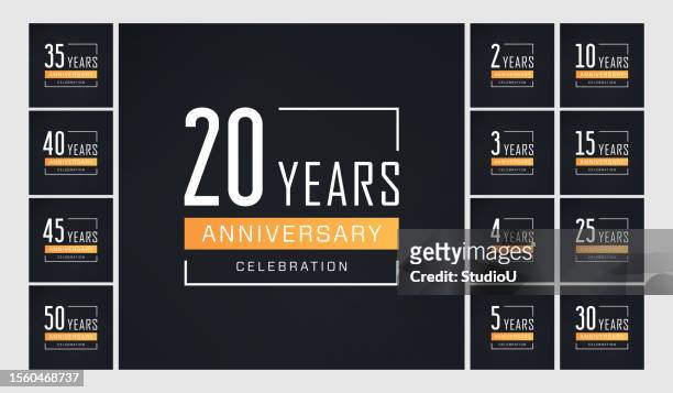anniversary celebration logo, icon design - 20 year anniversary stock illustrations