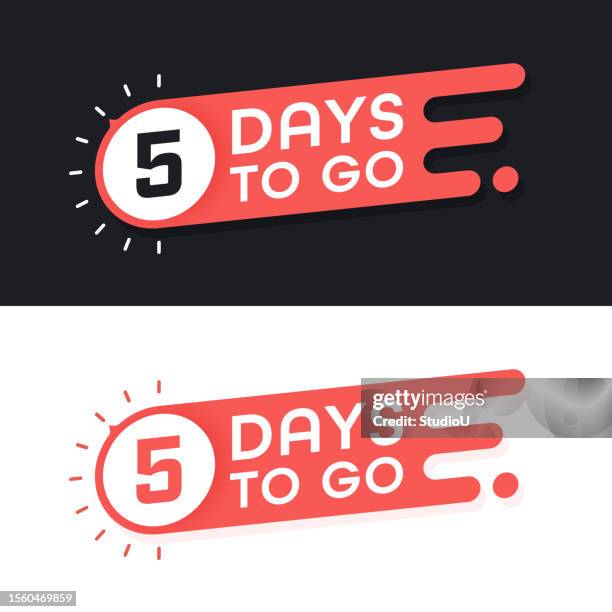 ilustrações de stock, clip art, desenhos animados e ícones de five days to go slogan for time limited offer web banners - ponteiro dos minutos