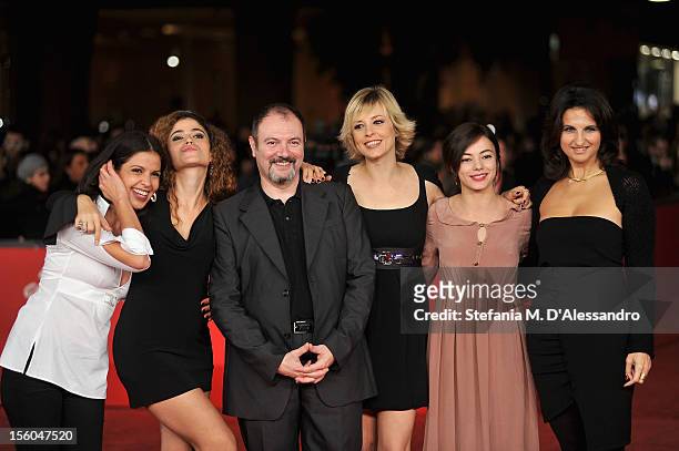Irma Carolina Di Monte, Veronica Gentili,Carlo Lucarelli, Sara Sartini and Laura Glavan attend the "L'Isola Dell'Angelo Caduto" Premiere during the...