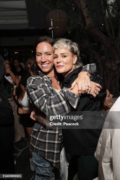 La Copa Mundial Femenina de la FIFA Peacock Watch Party" -- Pictured: Lauren Cheney -Holiday, Ashlyn Harris at Gracias Madre on July 26, 2023 --