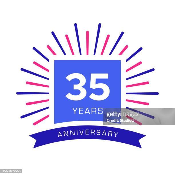 35th year anniversary celebration badge template - anniversary stock illustrations