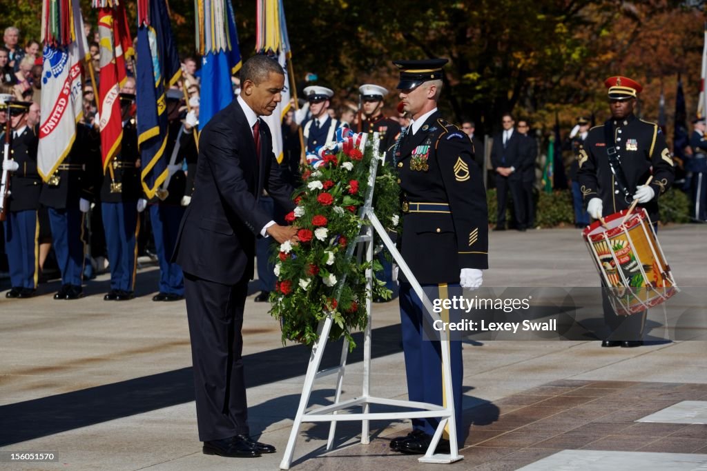 President Obama Lays Wreath At Tomb Of The Unknowns At Arlington Nat'l Cemetery