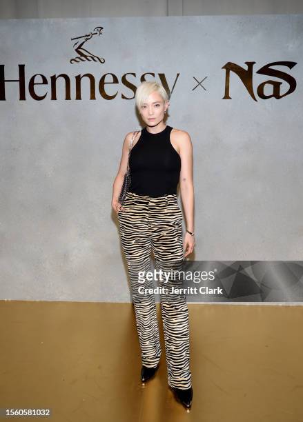 Pom Klementieff joins Hennessy & Nas to celebrate Hip Hop’s 50th Anniversary with a collaborative limited edition bottle on July 20, 2023 in New York...