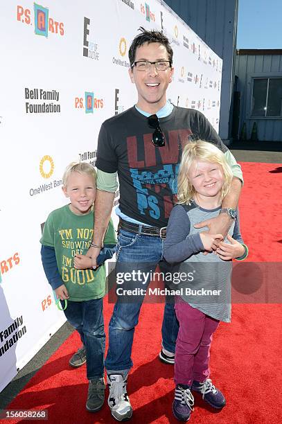 Actor Dan Bucatinsky and children Eliza and Jonah attend the creative arts fair and family day "Express Yourself", supporting P.S. ARTS, at Barker...