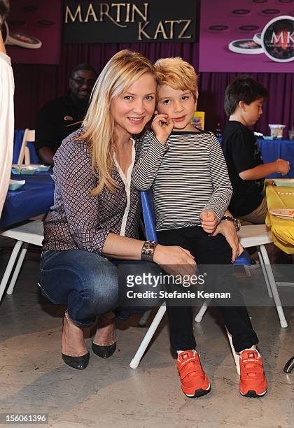 Actress Jessica Capshaw and Luke Hudson Gavigan attend the creative arts fair and family day "Express Yourself", supporting P.S. ARTS, at Barker...