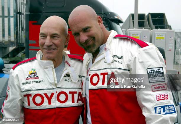 Patrick Stewart and Bill Goldberg during 26th Annual Toyota Pro/Celebrity Race - Press Day at Streets of Long Beach in Long Beach, California, United...