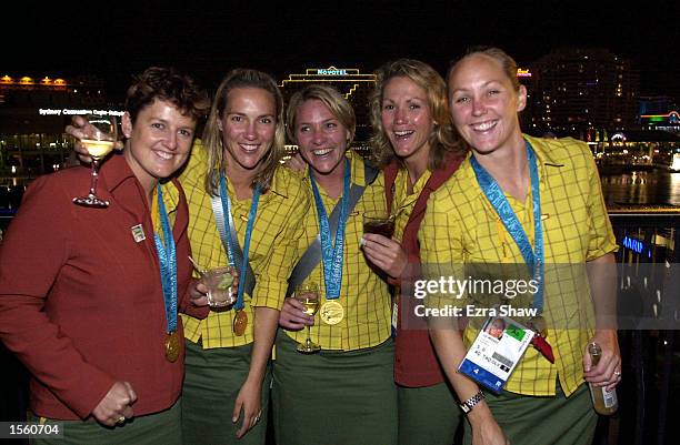The Australian Gold medalist waterpolo team Danielle Woodhouse, Bronwyn Mayer, Taryn Woods, Debbie Watson and Liz Weeks attend The Last Lap Function...