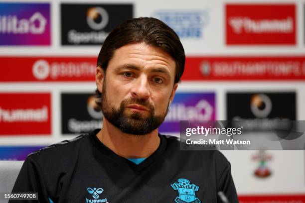 Southampton manager Russell Martin during a Southampton FC press conference at the Staplewood Campus on July 21, 2023 in Southampton, England.