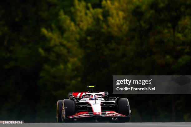 Nico Hulkenberg of Germany driving the Haas F1 VF-23 Ferrari on track during practice ahead of the F1 Grand Prix of Hungary at Hungaroring on July...