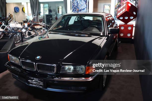 The BMW that Tupac Shakur was riding in when he was fatally shot is for sale at Celebrity Cars in Las Vegas on July 27, 2023.