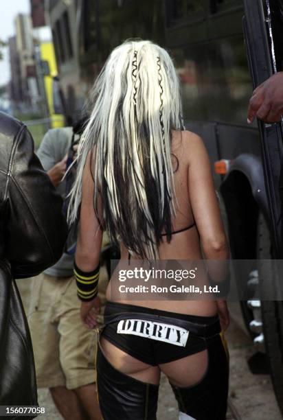 Christina Aguilera during Christina Aguilera Performs at the Brooklyn Bridge at Empire Fulton State Park in Brooklyn, New York, United States.