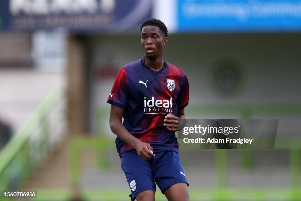 Kevin Mfummba of West Bromwich Albion during a pre season friendly against Forest Green Rovers at The New Lawn on July 28, 2023 in Nailsworth,...