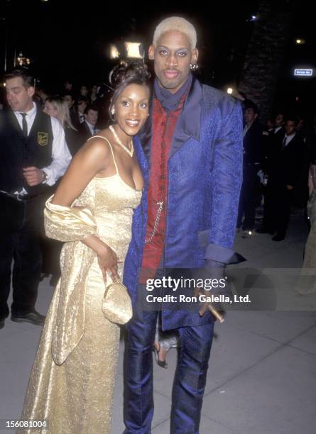 Actress Vivica A. Fox and Dennis Rodman attend the Fourth Annual Vanity Fair Oscar Party on March 24, 1997 at Morton's Restaurant in West Hollywood,...