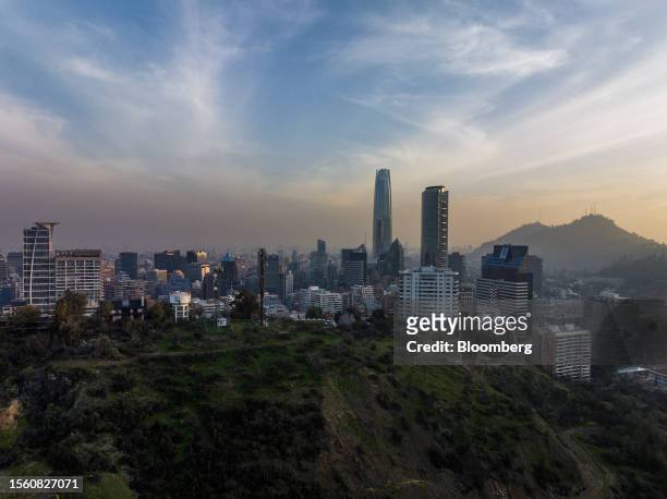 Buildings in Santiago, Chile, on Thursday, July 27, 2023. Chile's central bank will likely deliver a large interest rate cut, becoming Latin...