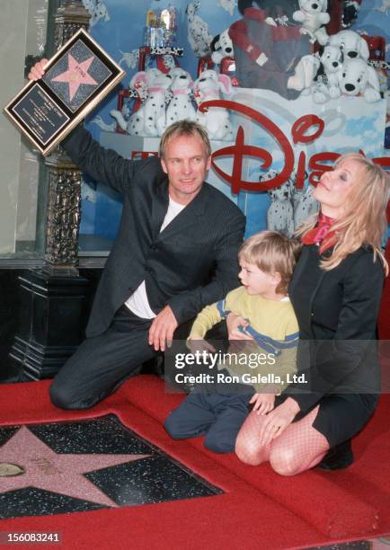 Sting, Giacomo Sumner and Trudie Styler during Sting Honored with a Star on the Hollywood Walk of Fame at Hollywood Boulevard in Hollywood,...