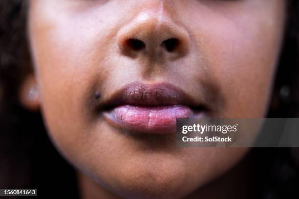 close up of young female mouth - from inside mouth stock pictures, royalty-free photos & images