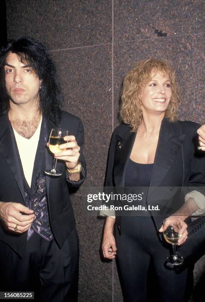 Musician Paul Stanley of KISS and date Vikki LaMotta attending 35th Anniversary Party for 'Playboy Magazine' on December 1, 1988 at the Windows of...