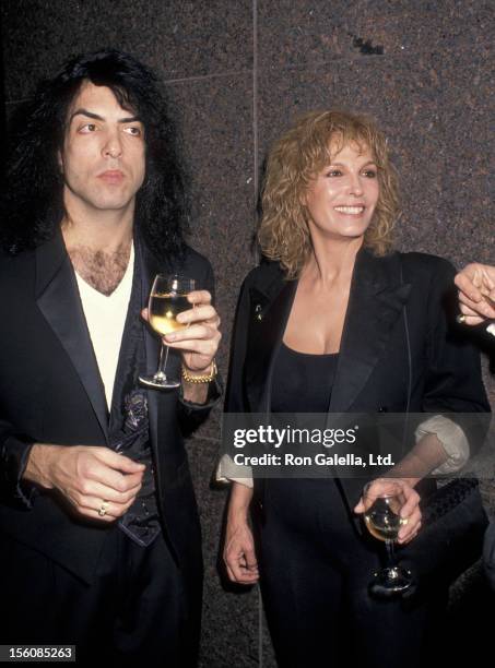 Musician Paul Stanley of KISS and date Vikki LaMotta attending 35th Anniversary Party for 'Playboy Magazine' on December 1, 1988 at the Windows of...