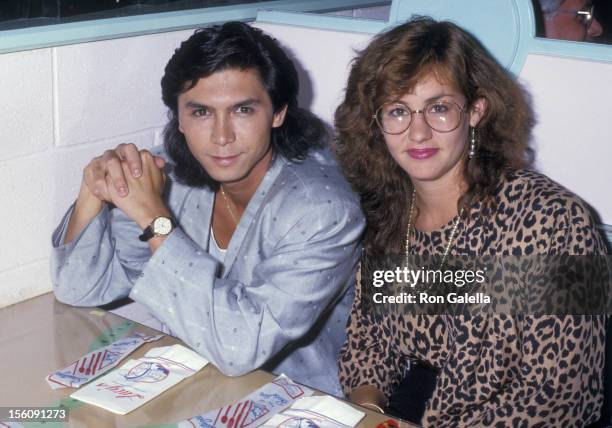 Actor Lou Diamond Phillips and wife Julie Cypher attending 'La Bamba Preview Party' on July 23, 1987 at Lucy's Surfeteria in New York City, New York.