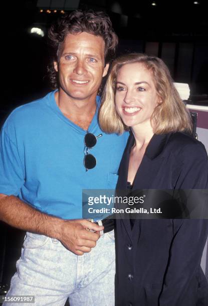 Actor Steve Bond and actress Amanda Wyss attend 10th Annual Software Video Dealers Convention on July 14, 1991 at the Sands Hotel in Las Vegas,...