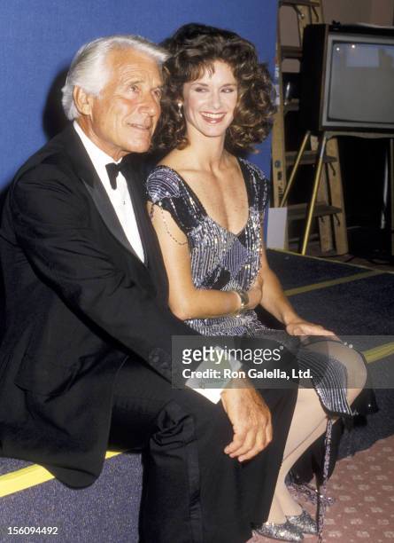 Actor Efrem Zimbalist, Jr. And daughter Actress Stephanie Zimbalist attend the 38th Annual Primetime Emmy Awards on September 21, 1986 at Pasadena...