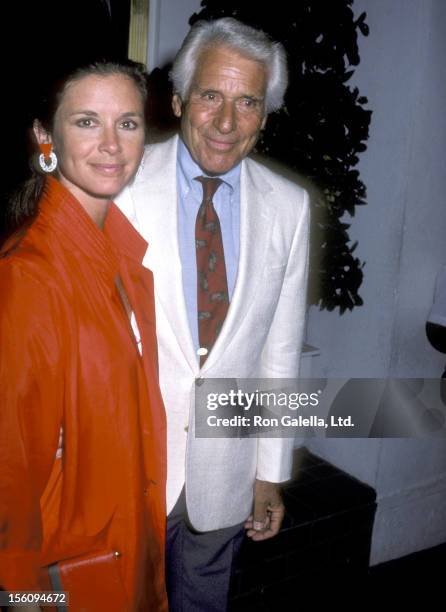 Actor Efrem Zimbalist, Jr. And daughter Actress Stephanie Zimbalist on August 17, 1986 dining at Chasen's Restaurant in Beverly Hills, California.