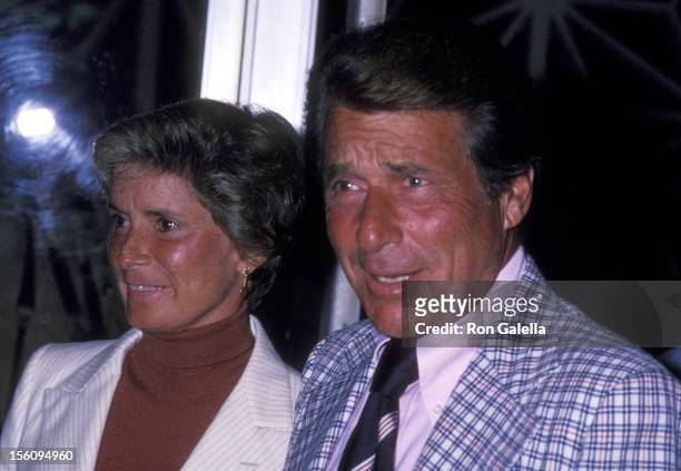 Actor Efrem Zimbalist, Jr. And wife Stephanie Spaulding attend the Geraldine Fitzgerald One-Woman Show Opening Night Performance on March 8, 1978 at...