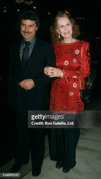 Actress Katherine Helmond and artist David Christian being photographed on December 17, 1986 at the Century Plaza Hotel in Century City, California.