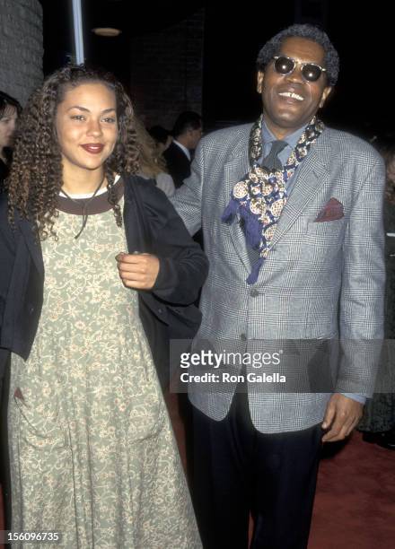 Karen Brown and Actor Clarence Williams III attend the 'Bye Bye Love' Westwood Premiere on March 8, 1995 at Mann National Theatre in Westwood,...