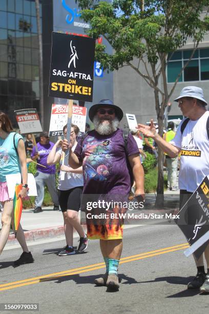 Jack Black walks the picket line in support of the SAG-AFTRA and WGA strike on July 28, 2023 in Los Angeles, California.