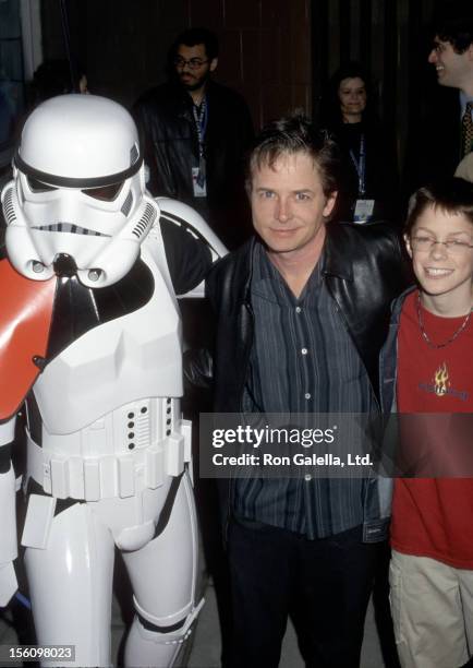 Michael J. Fox and son Sam during 'Star Wars Episode II - Attack of the Clones' Premiere - New York at Tribeca Arts Center in New York City, New...