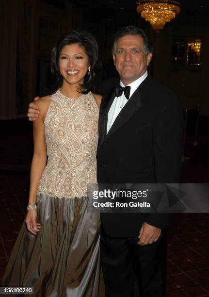 Julie Chen and Les Moonves during International Radio and Television Society Foundation 2004 Gold Medal Dinner at Waldorf Astoria in New York City,...
