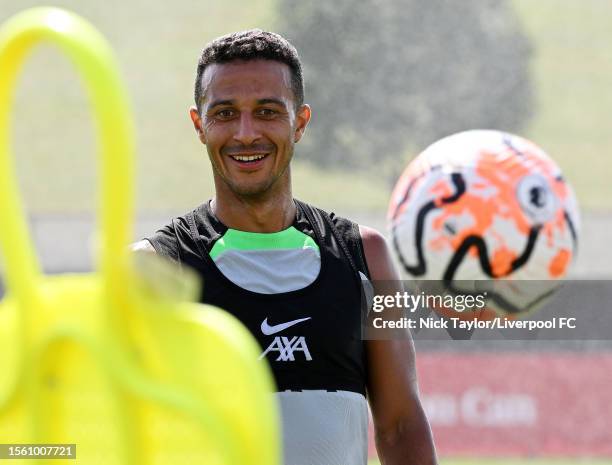 Thiago Alcantara of Liverpool during a training session on July 21, 2023 in UNSPECIFIED, Germany.