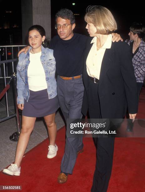 Studio executive Ron Meyer, wife and daughter attending the screening of 'The Paper' on March 16, 1994 at the Cineplex Odeon Cinema in Century City,...