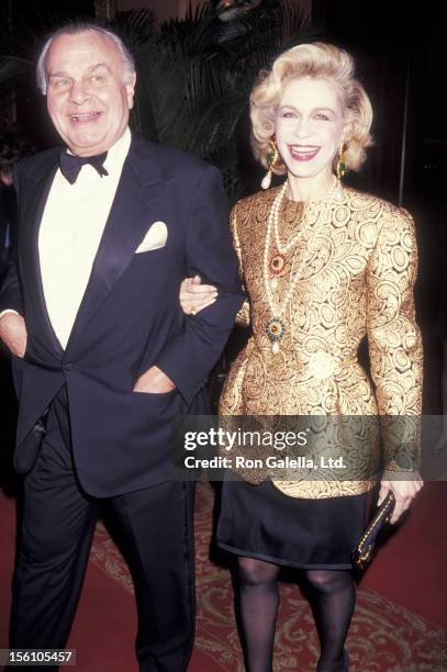 Designers Bill Blass and Lynn Wyatt attending 90th Annual Birthday Party for Brooke Astor on March 5, 1992 at the 7th Regiment Armory in New York...