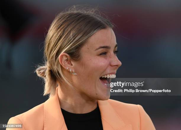 Alex Hartley of the BBC looks on after the third day of the 4th Test between England and Australia at Emirates Old Trafford on July 21, 2023 in...