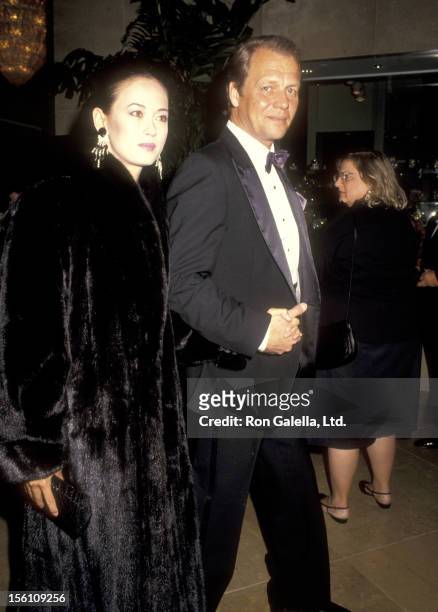 Actor David Soul and wife Actress Julia Nickson attend the American Cinema Editors 41st Annual Eddie Awards on March 9, 1991 at Beverly Hilton Hotel...