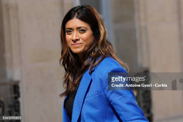 Newly appointed junior Minister of Youth and civic service Prisca Thevenot arrives for a cabinet meeting at Elysee Palace on July 21, 2023 in Paris,...