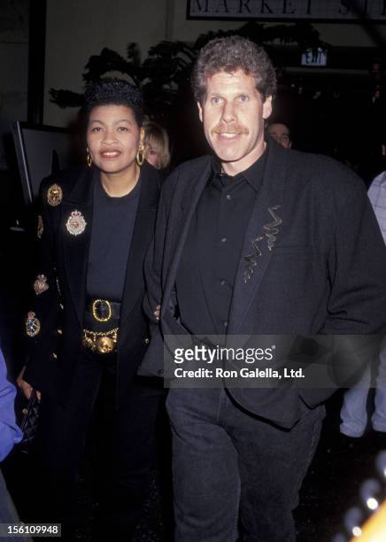Actor Ron Perlman and wife Opal Stone attend the premiere of 'Queens Logic' on January 31, 1991 at AMC 14 Theater in Century City, California.