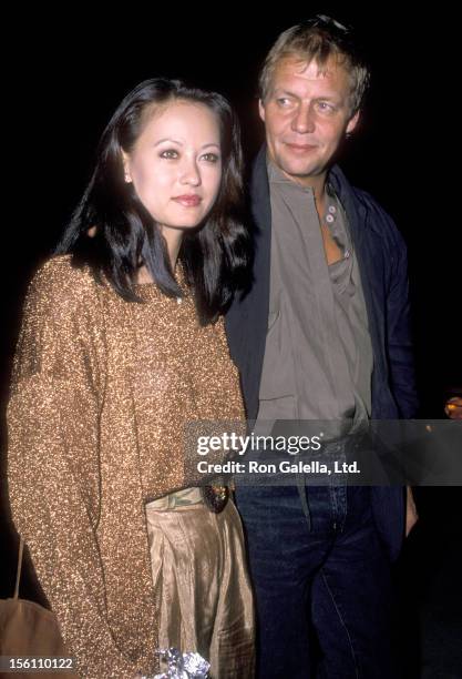 Actor David Soul and wife Actress Julia Nickson on November 30, 1988 dining at Spago in West Hollywood, California.