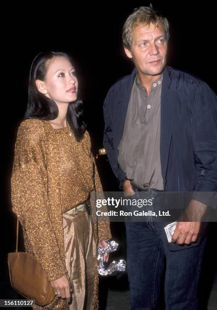 Actor David Soul and wife Actress Julia Nickson on November 30, 1988 dining at Spago in West Hollywood, California.