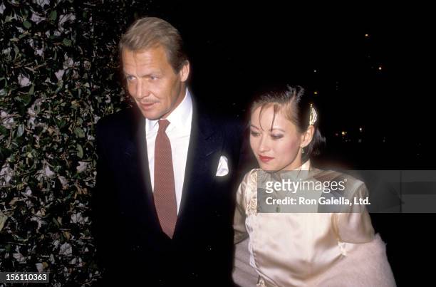 Actor David Soul and wife Actress Julia Nickson attend the 10th Annual John Wayne Cancer Clinic Benefactors Dinner on December 3, 1989 at Jimmy's...
