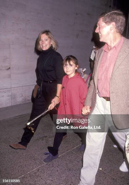 Actress Jane Curtin, Patrick Lynch, and daughter Tess Lynch attend the 'Big Apple Circus' on October 25, 1991 at Lincoln Center in New York City, New...