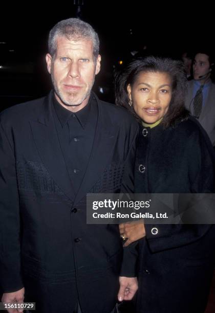 Actor Ron Perlman and wife Opal Stone attend the world premiere of 'The Crucible' on November 20, 1996 at the Academy Theater in Beverly Hills,...