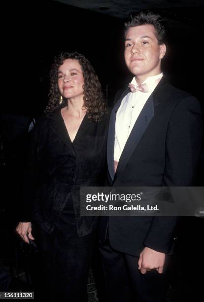 Actress Barbara Hershey and son Free Carradine attending 46th Annual Golden Globe Awards on January 28, 1989 at the Beverly Hilton Hotel in Beverly...