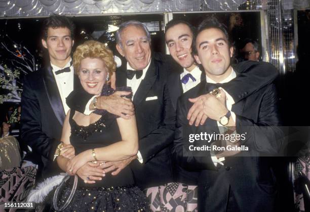 Actor Anthony Quinn, wife Jolanda Addolori and sons Danny Quinn, Lorenzo Quinn, and Francesco Quinn attend the Regine's New Years Eve Party on...