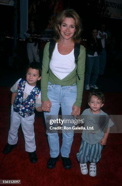 Actress Annie Potts, sons Doc Hayman and Harry Hayman attending 'Canine Carnival for Video Release of Lady and the Tramp' on September 15, 1998 at...