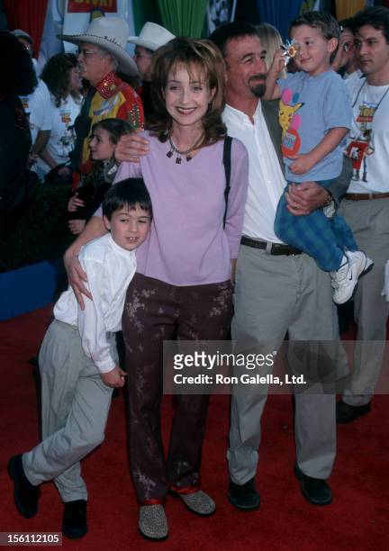 Actress Annie Potts, husband James Hayman and sons Doc Hayman and Harry Hayman attending the world premiere of 'Toy Story 2' on November 13, 1999 at...