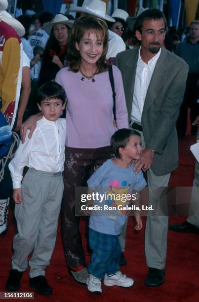 Actress Annie Potts, husband James Hayman and sons Doc Hayman and Harry Hayman attending the world premiere of 'Toy Story 2' on November 13, 1999 at...