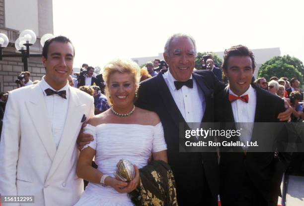 Actor Anthony Quinn, wife Jolanda Addolori and sons Lorenzo Quinn and Francesco Quinn attend the 40th Annual Primetime Emmy Awards on August 28, 1988...